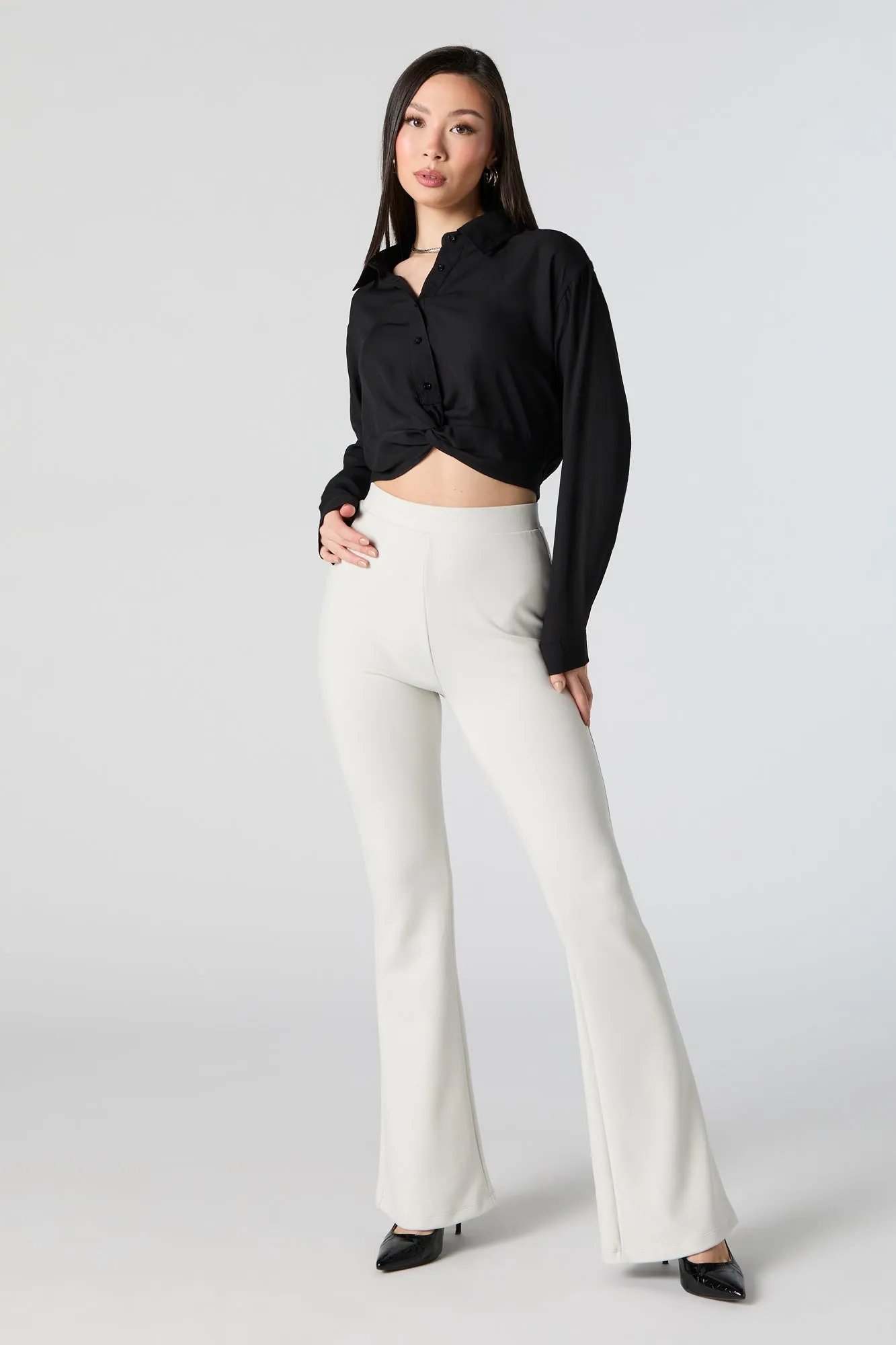 Haut boutonné à manches longues avec ourlet torsadé sold by Urban Planet product image thumbnail 4