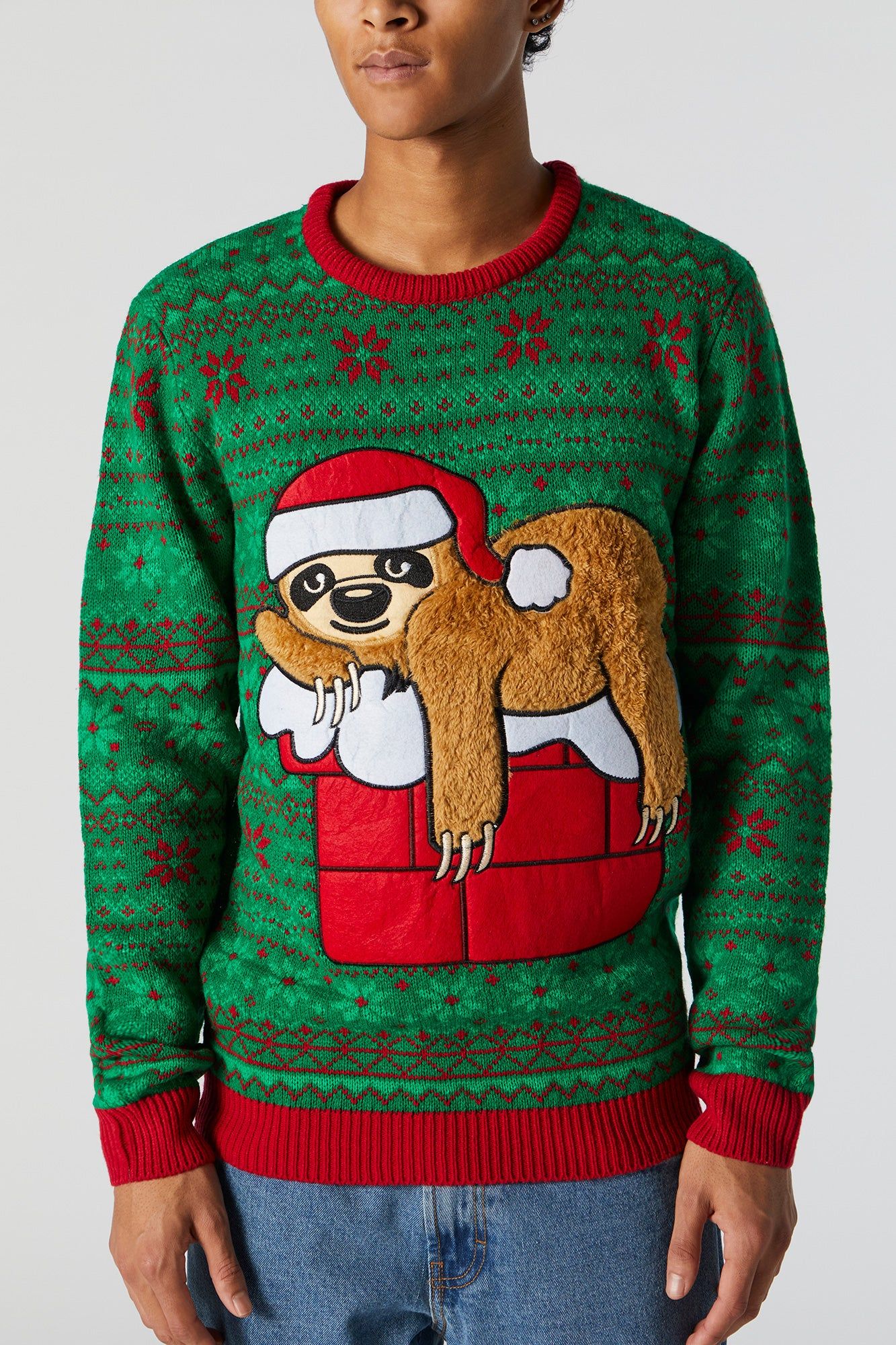 Furry Sloth Embroidered Xmas Sweater sold by Urban Planet product image thumbnail 4