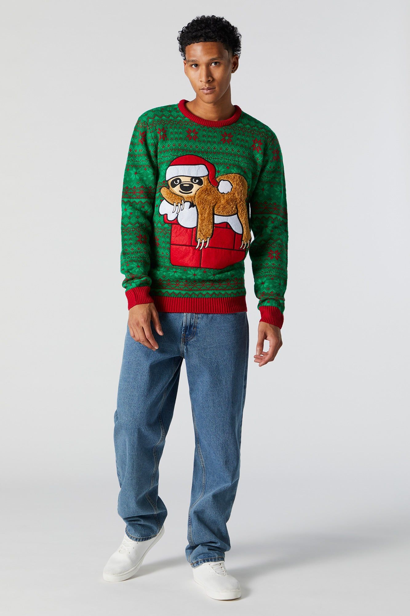 Furry Sloth Embroidered Xmas Sweater sold by Urban Planet product image thumbnail 3