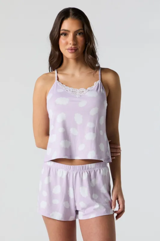 Ensemble pyjama à imprimé Nuage avec liséré de dentelle sold by Urban Planet