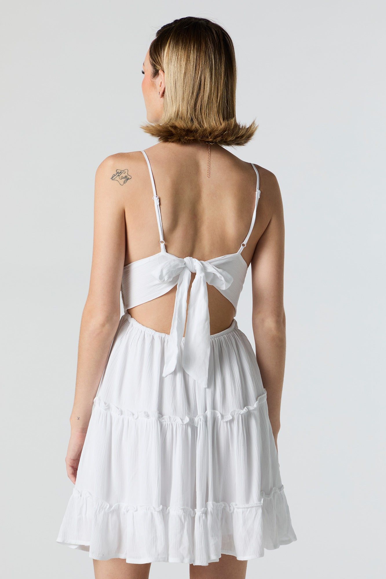 Lace Tie Back Tiered Mini Dress sold by Urban Planet product image thumbnail 2