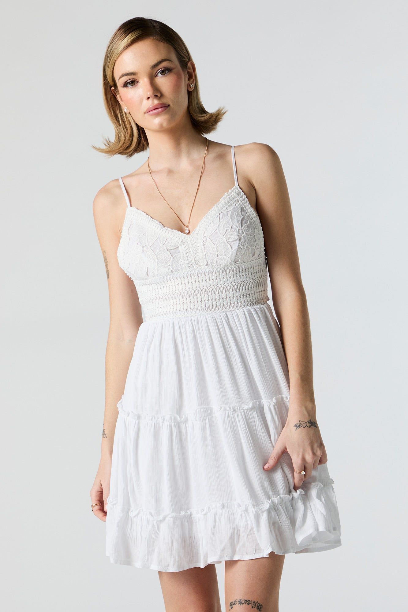 Lace Tie Back Tiered Mini Dress sold by Urban Planet product image thumbnail 3