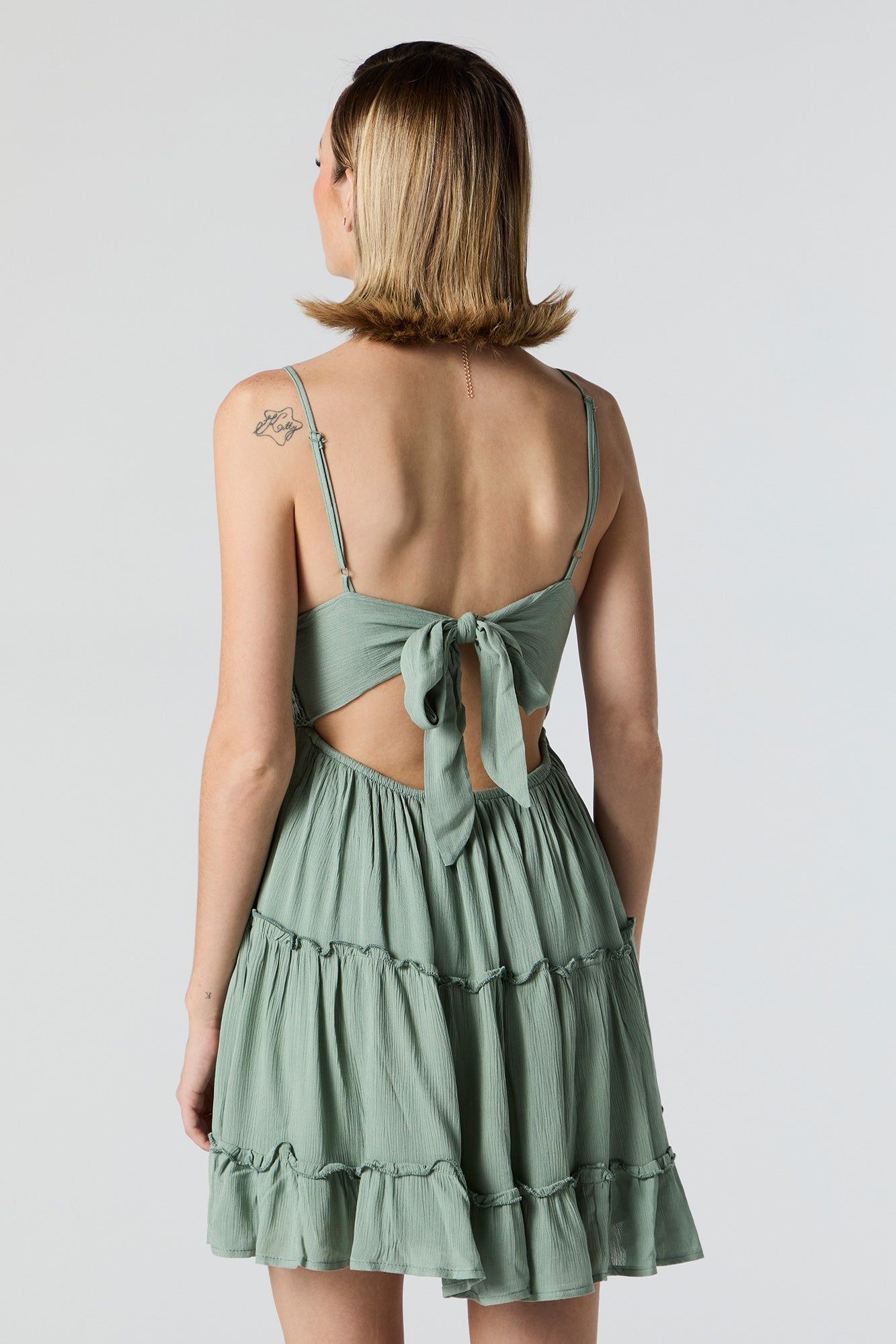 Lace Tie Back Tiered Mini Dress sold by Urban Planet product image thumbnail 5