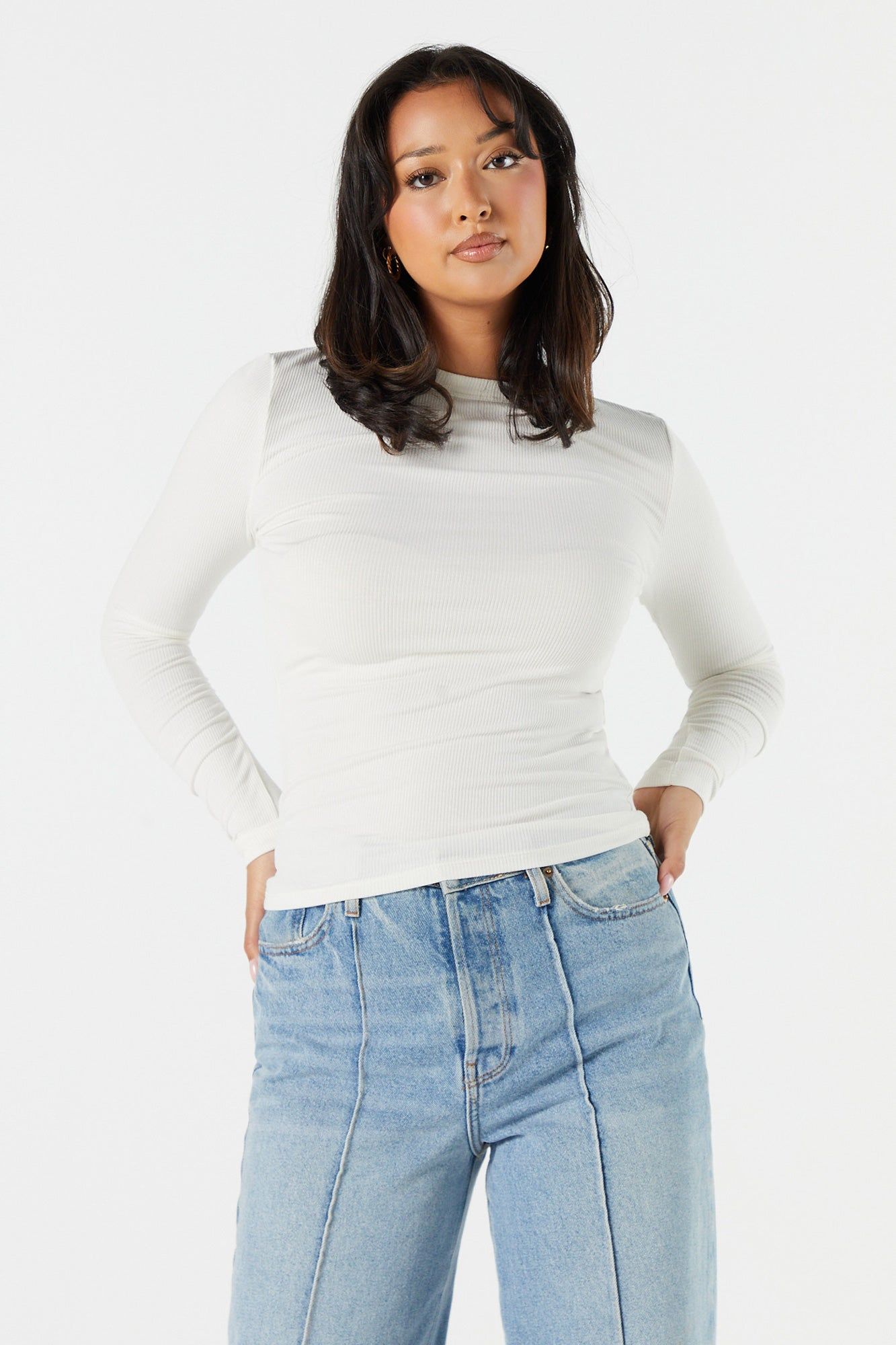 Ribbed High Neck Long Sleeve Top sold by Urban Planet product image thumbnail 10
