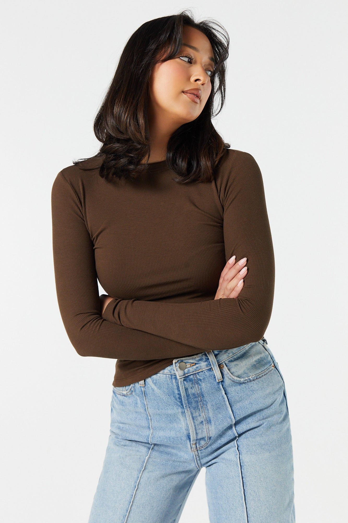 Ribbed High Neck Long Sleeve Top sold by Urban Planet product image thumbnail 13