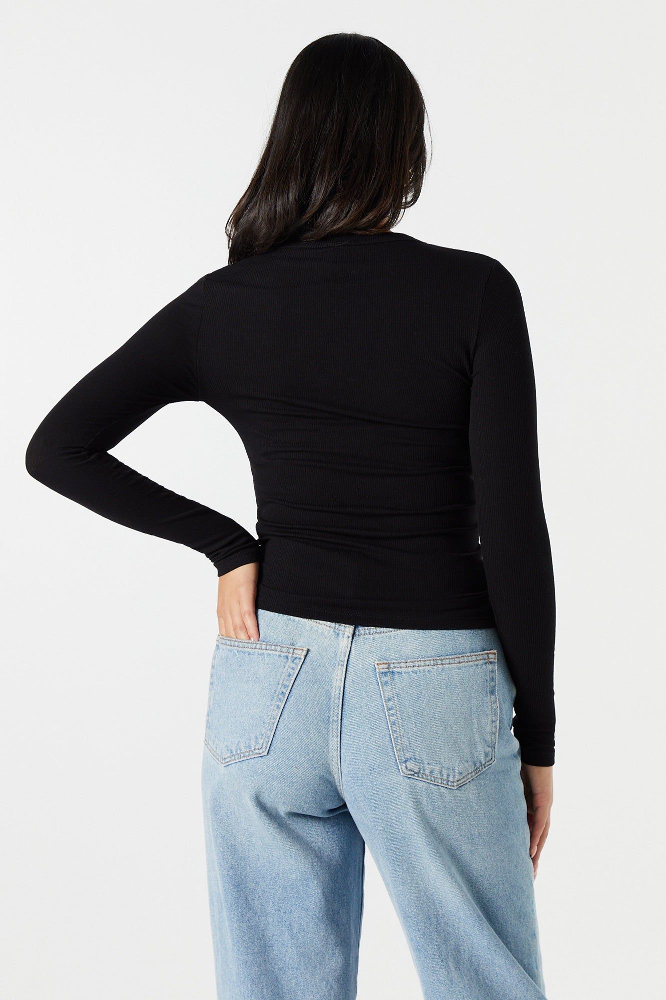 Ribbed High Neck Long Sleeve Top sold by Urban Planet product image thumbnail 5