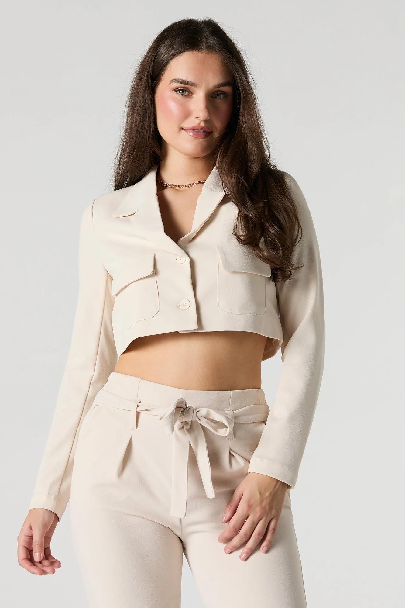 Button Front Cropped Blazer sold by Urban Planet