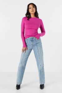 Ribbed High Neck Long Sleeve Top sold by Urban Planet