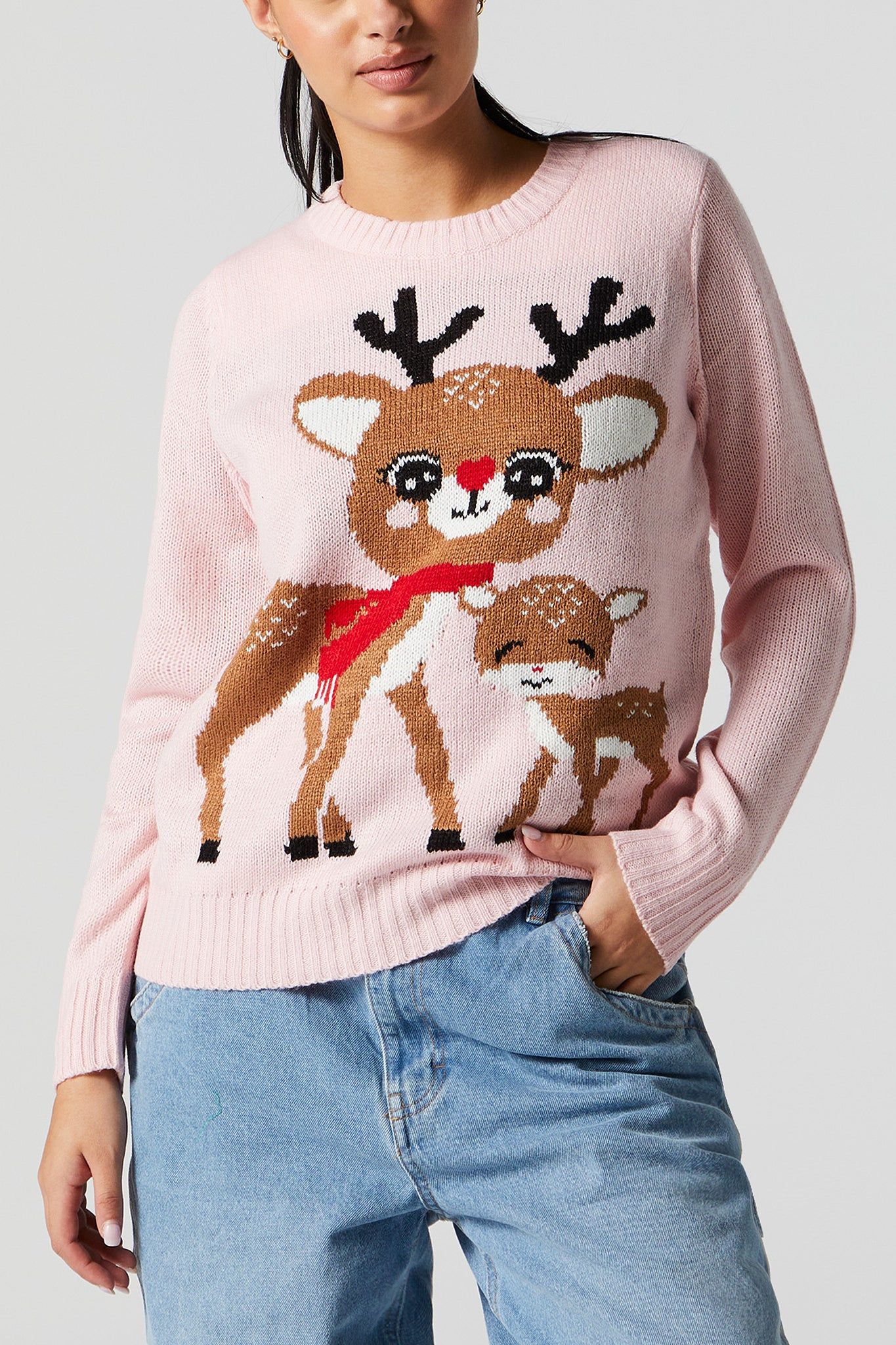 Chandail de Noël en tricot à imprimé Renne sold by Urban Planet product image thumbnail 2