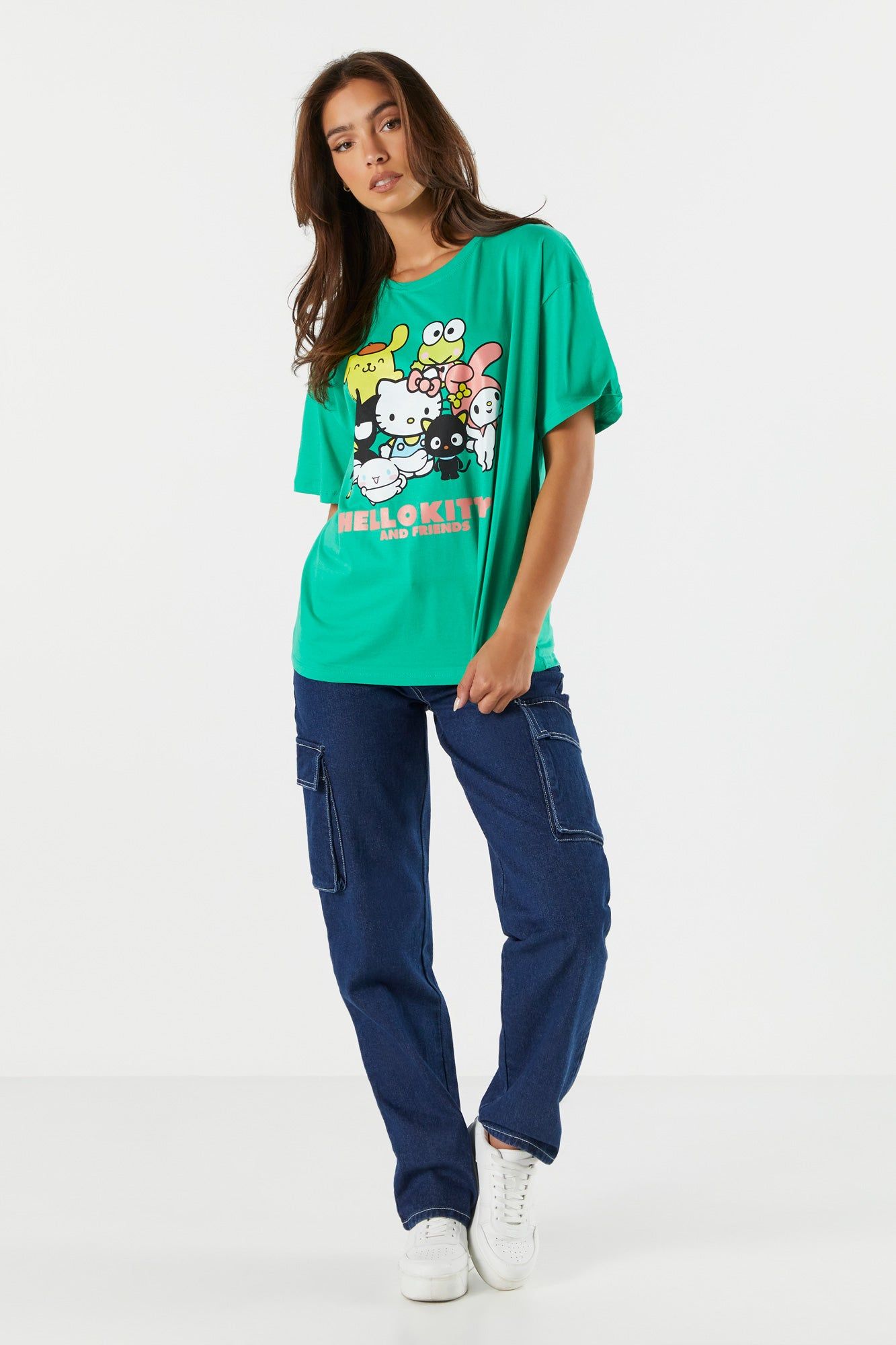 Green Hello Kitty and Friends Graphic Boyfriend T-Shirt sold by Urban Planet product image thumbnail 3