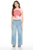 High Rise Elastic Waist Wide Leg Cargo Jean sold by Urban Planet