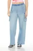High Rise Elastic Waist Wide Leg Cargo Jean sold by Urban Planet