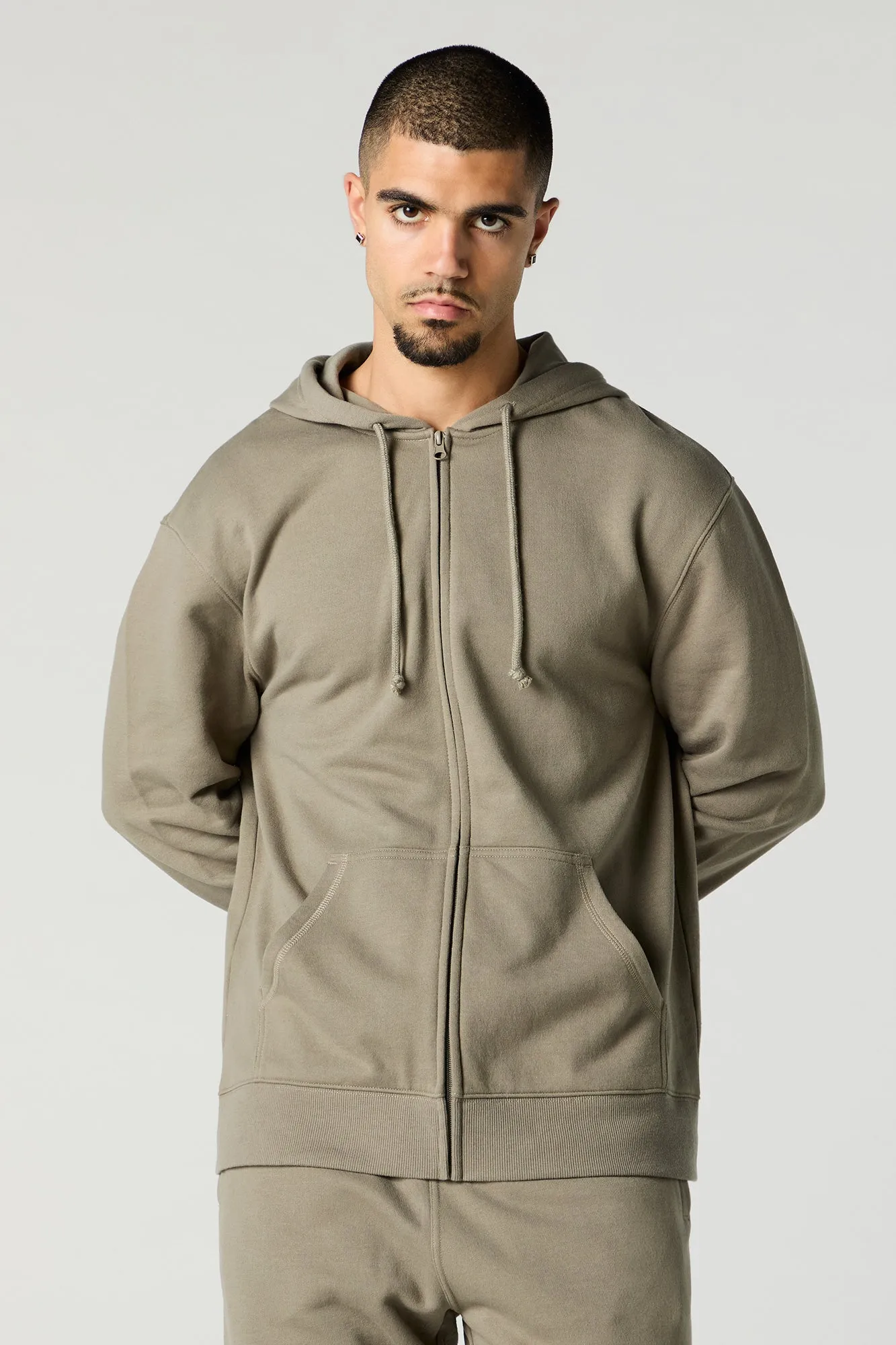 Everyday Solid Zip-Up Fleece Hoodie sold by Urban Planet