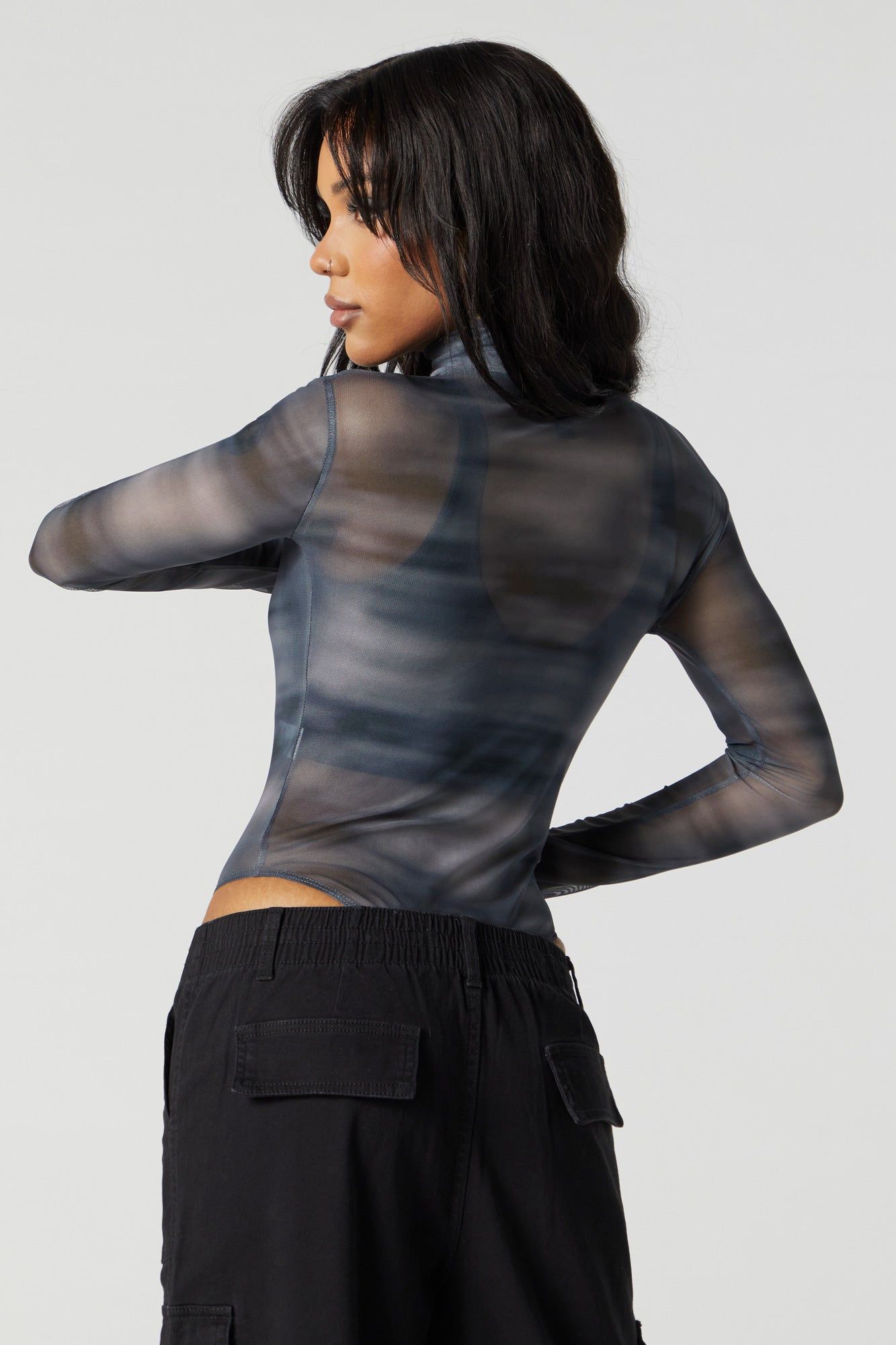Printed Mesh Mock Neck Bodysuit sold by Urban Planet product image thumbnail 2