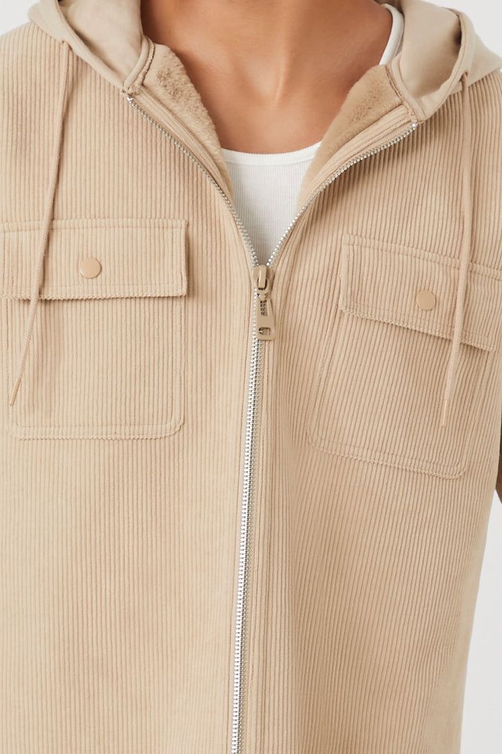 Haut à capuchon côtelé doublé de similifourrure avec fermeture à glissière sold by Urban Planet product image thumbnail 4