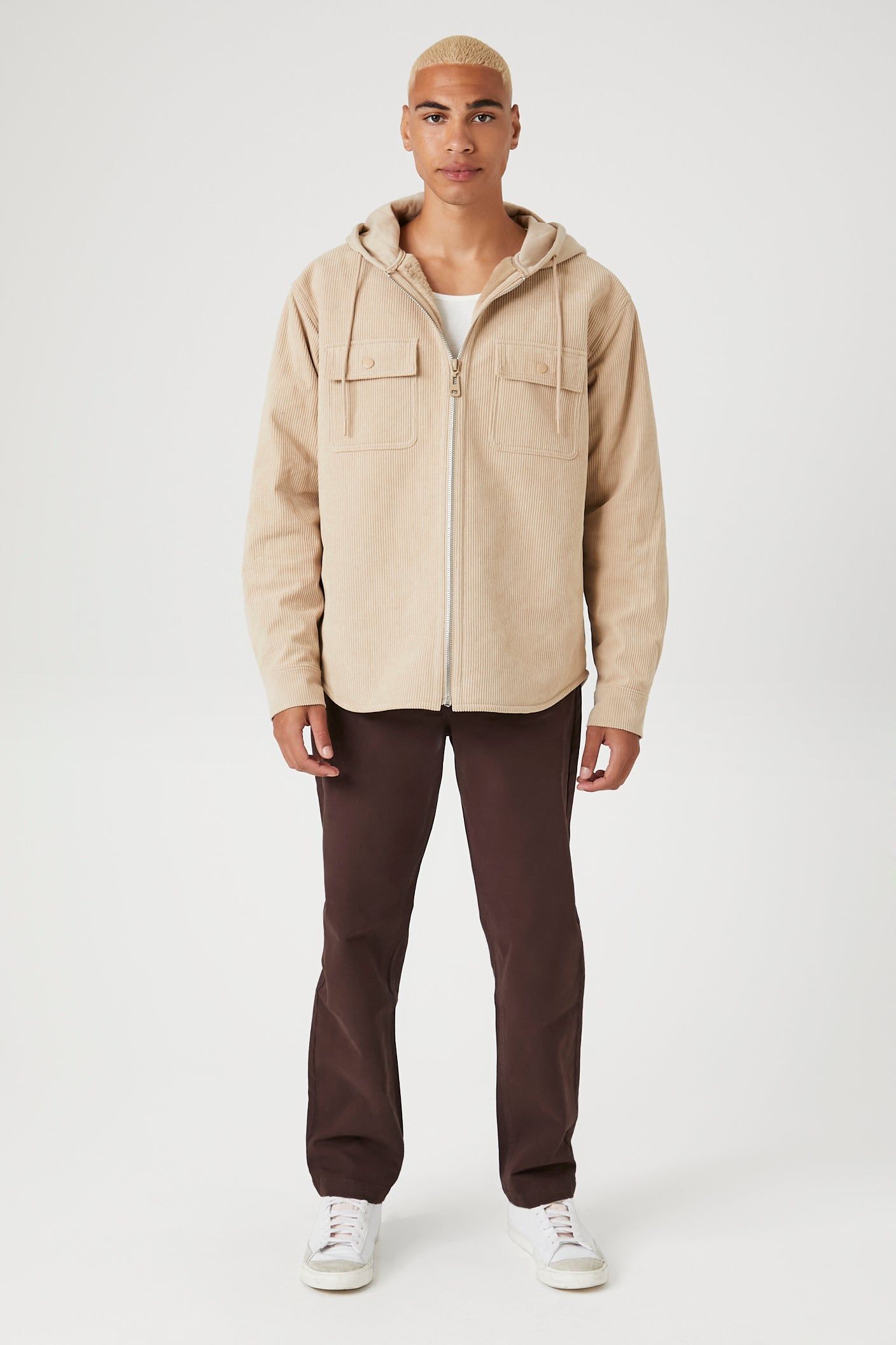 Haut à capuchon côtelé doublé de similifourrure avec fermeture à glissière sold by Urban Planet product image thumbnail 3