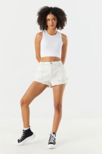 Short de menuisier en denim à taille haute sold by Urban Planet