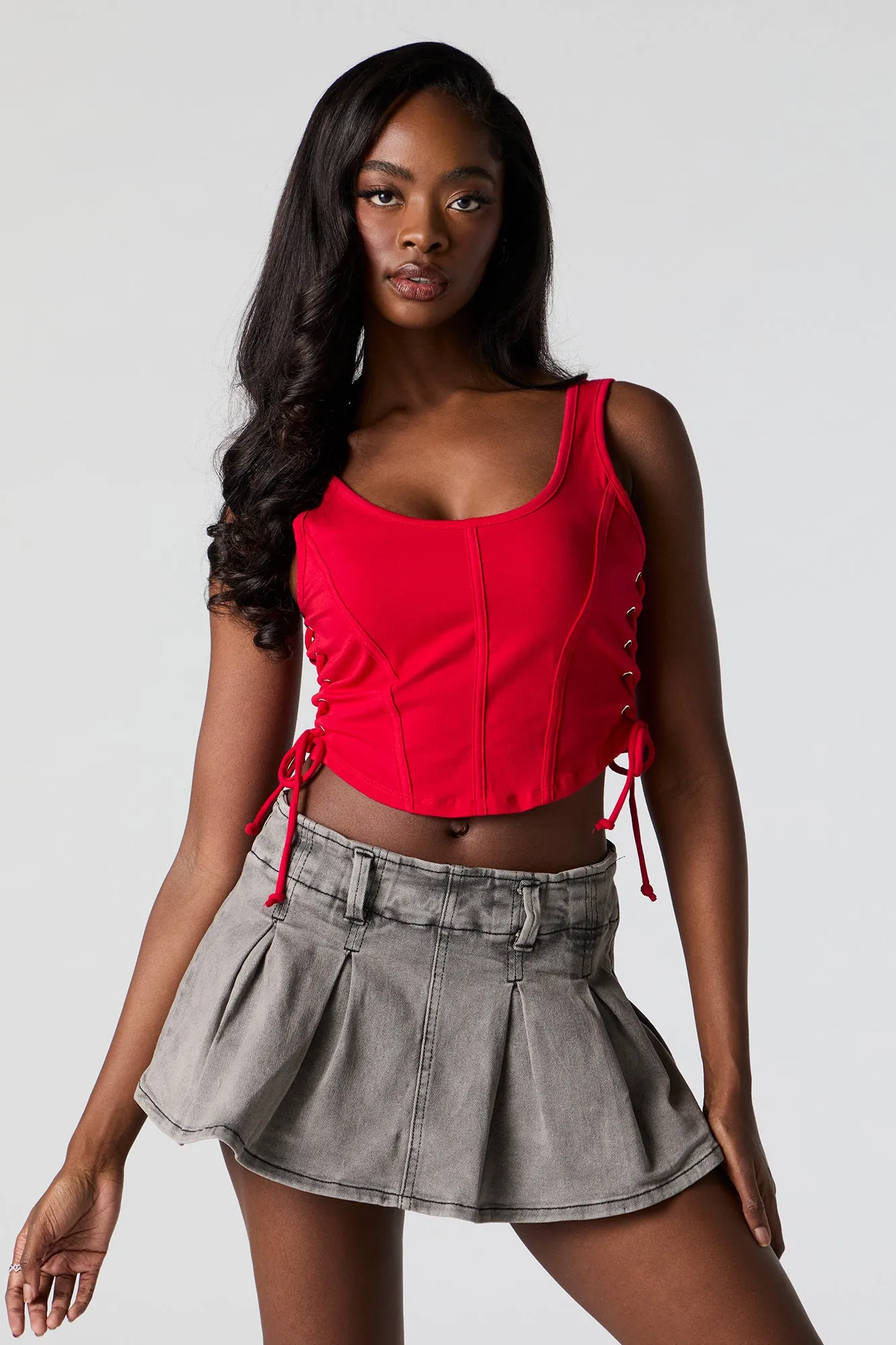 Lace-Up Side Corset Tank sold by Urban Planet product image thumbnail 3