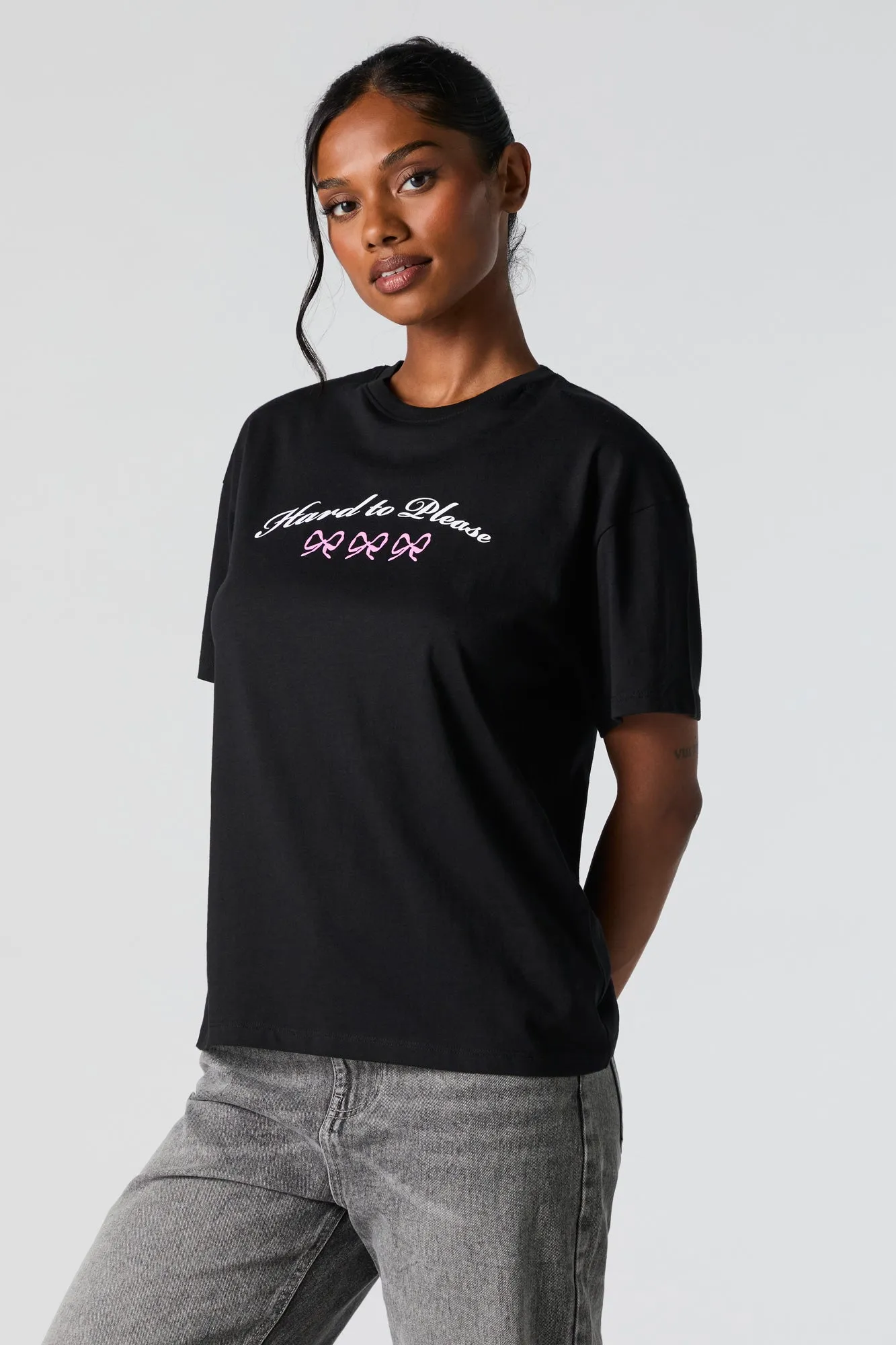 Hard to Please Graphic Boyfriend T-Shirt sold by Urban Planet