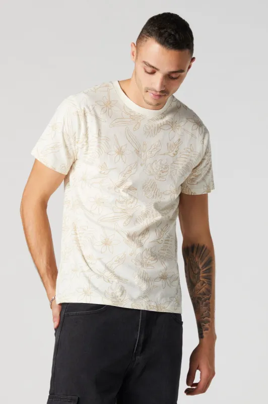 Outlined Floral Graphic T-Shirt sold by Urban Planet