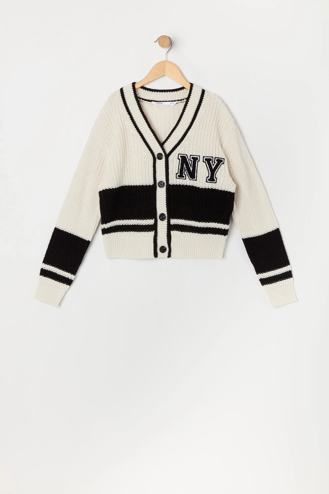 Girls Chenille Embroidered Striped Knit Cardigan sold by Urban Planet product image thumbnail 5