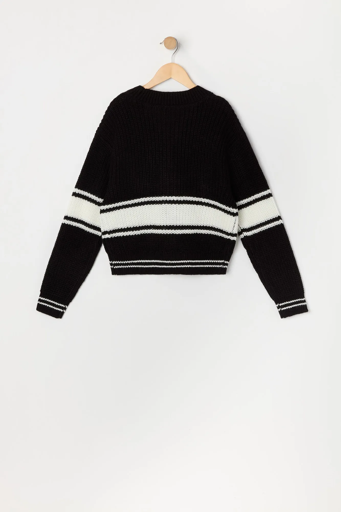 Girls Chenille Embroidered Striped Knit Cardigan sold by Urban Planet product image thumbnail 4