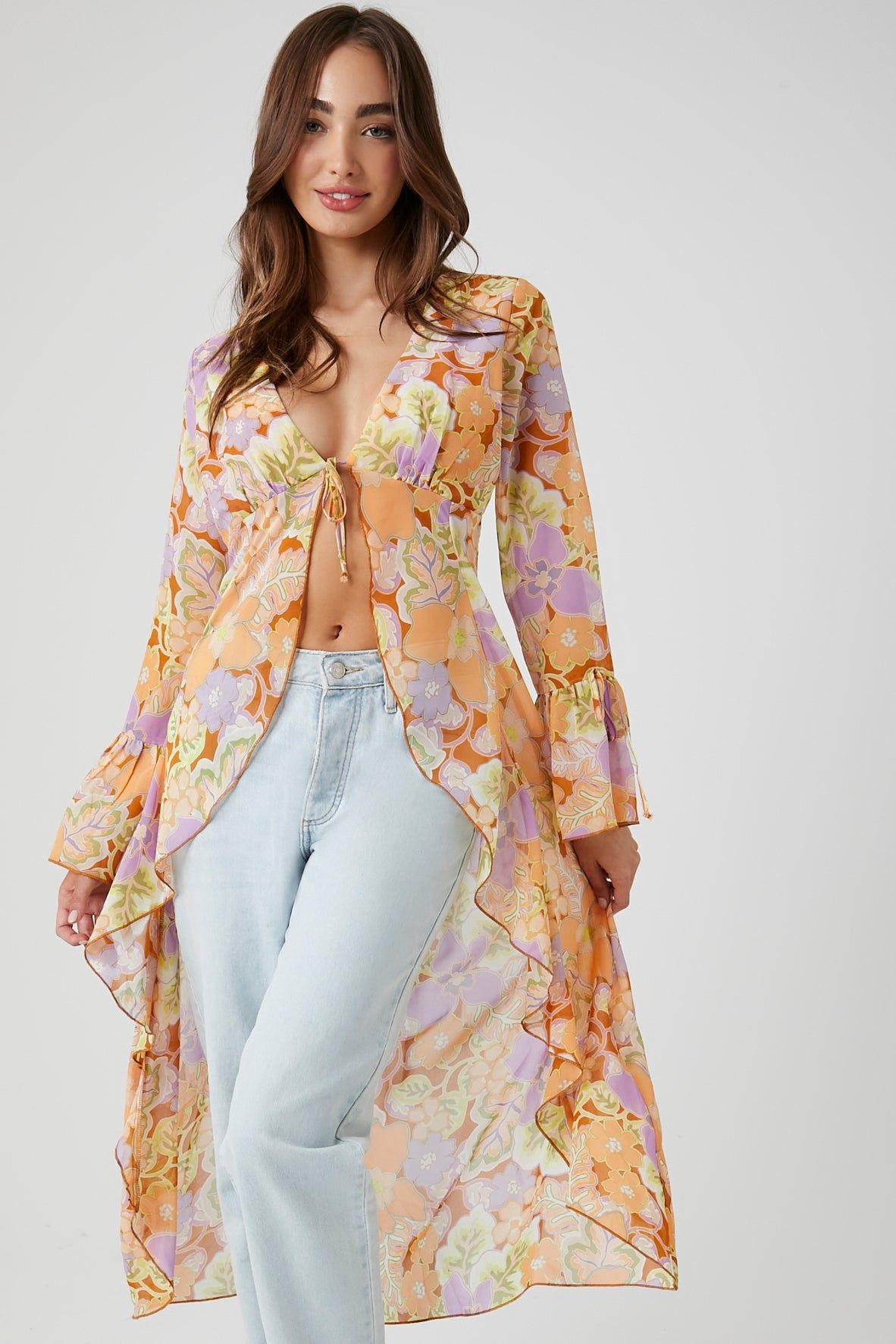 Sheer Floral Print Kimono sold by Urban Planet product image thumbnail 4