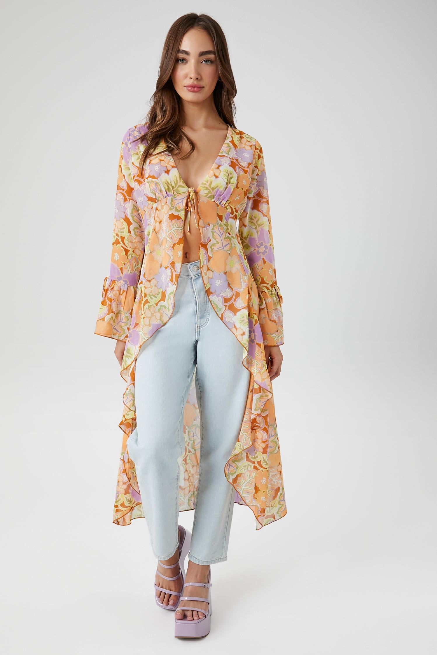 Sheer Floral Print Kimono sold by Urban Planet