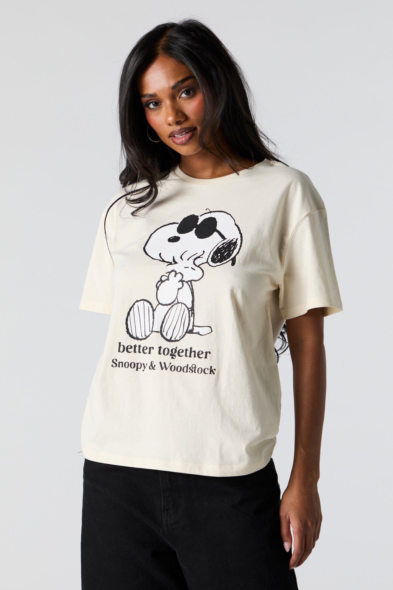 Snoopy and Woodstock Graphic Boyfriend T-Shirt sold by Urban Planet product image thumbnail 2