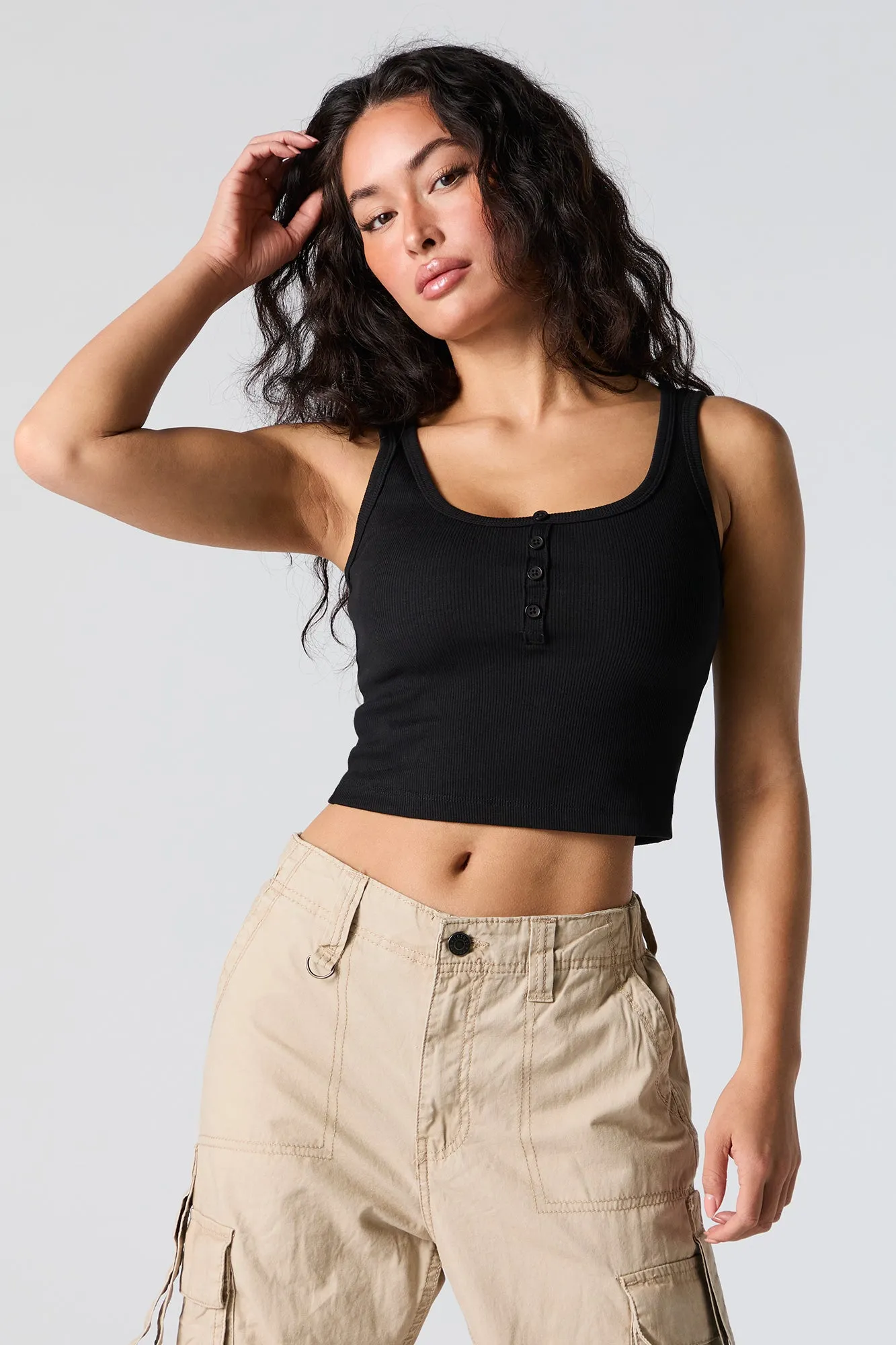 Ribbed Henley Tank sold by Urban Planet product image thumbnail 4