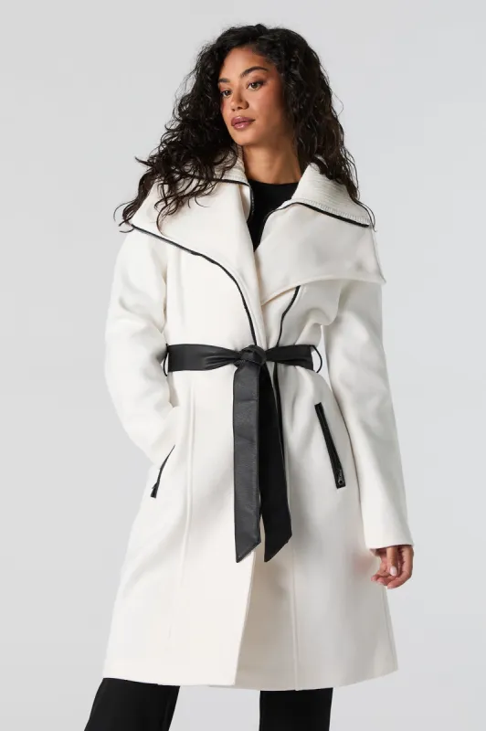 Double Collared Belted Jacket sold by Urban Planet