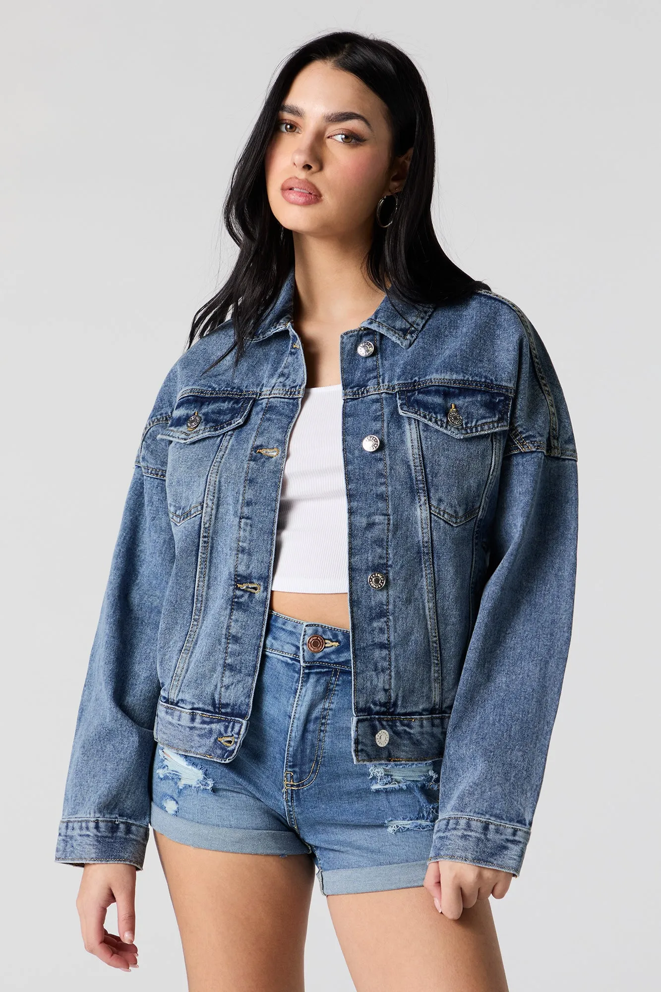 Cinched Denim Jacket sold by Urban Planet