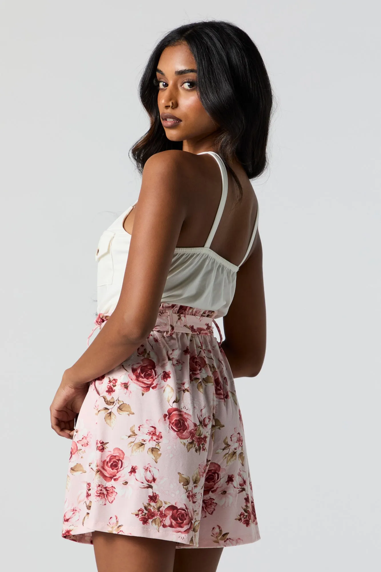 Combi-short boutonné fleuri à taille cintrée sold by Urban Planet product image thumbnail 5