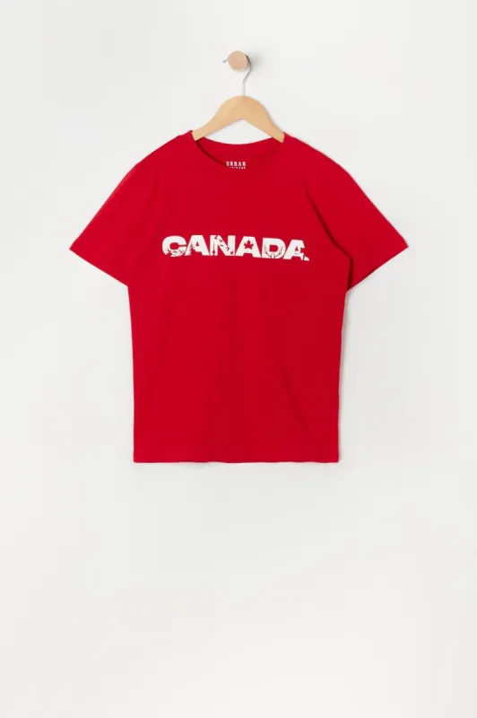T-shirt rouge à imprimé Canada pour garçon sold by Urban Planet