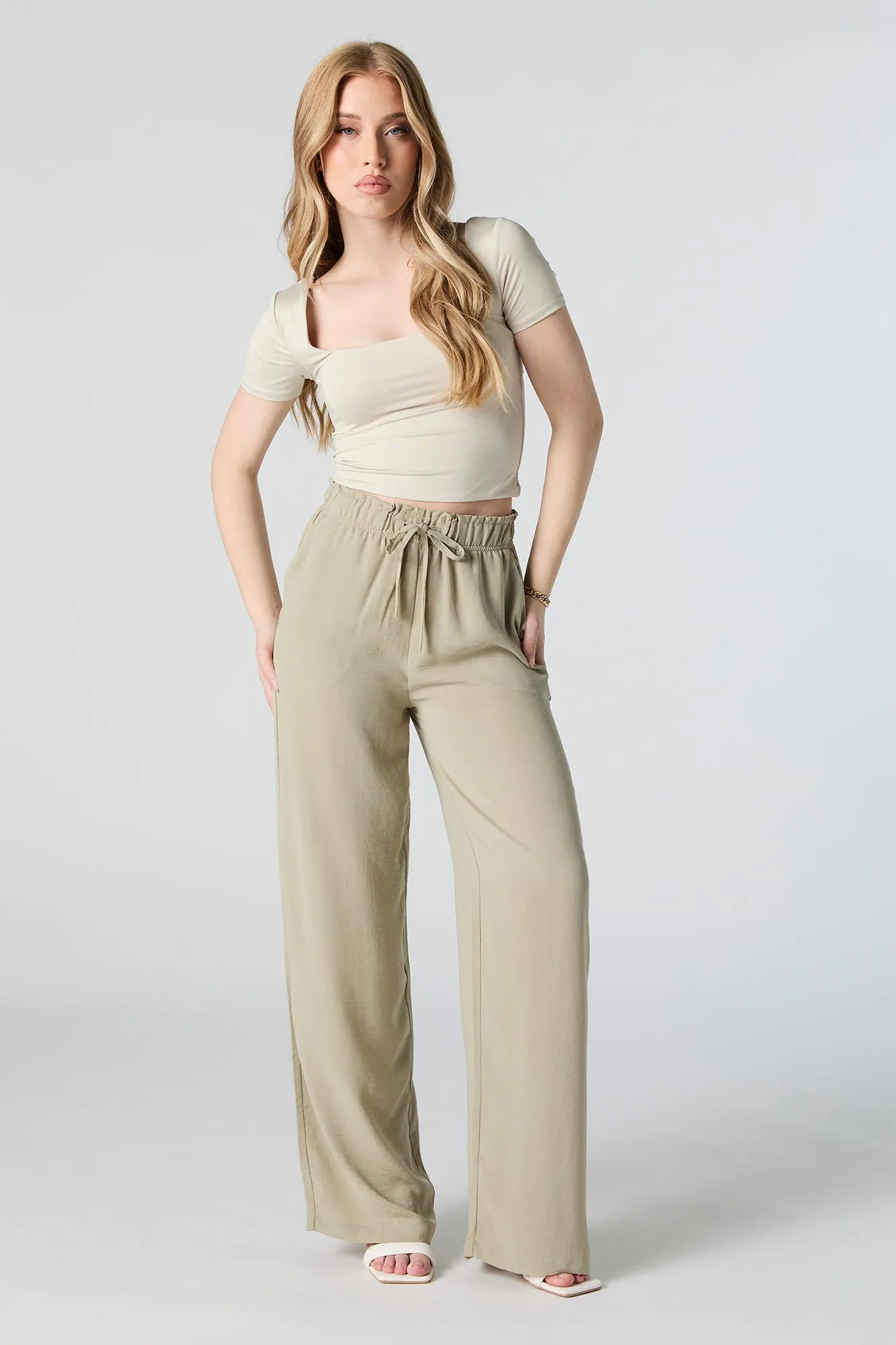Pantalon à jambe large fluide avec taille coulissante sold by Urban Planet product image thumbnail 5
