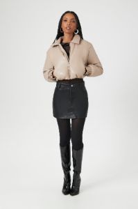 Cropped Faux Leather Bomber Jacket sold by Urban Planet
