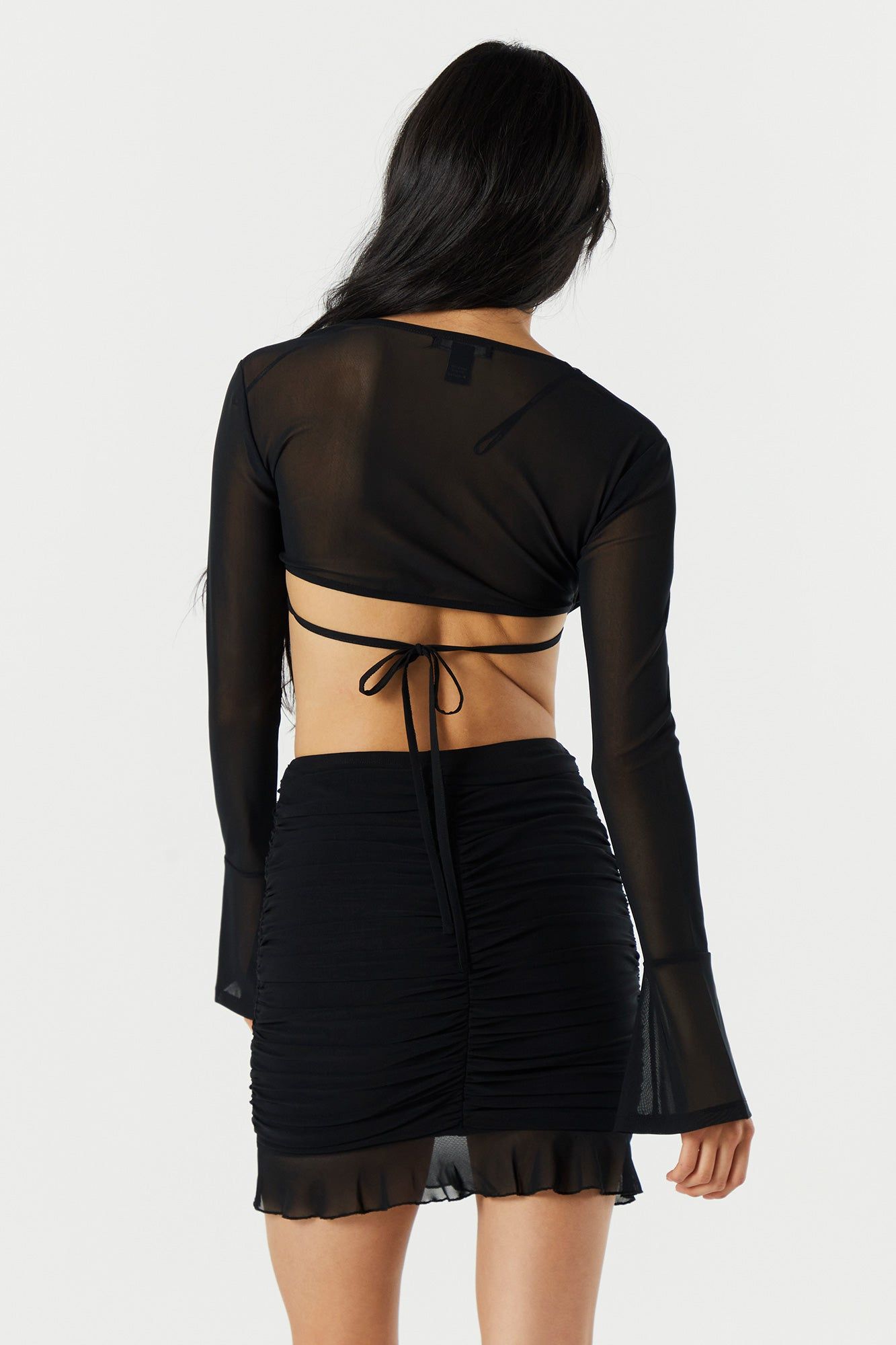 Mesh Bustier Long Sleeve Crop Top sold by Urban Planet product image thumbnail 2