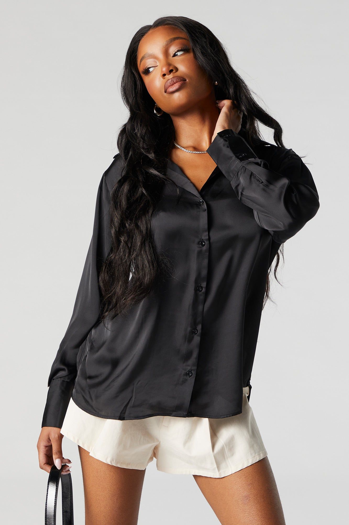 Satin Button-Up Top sold by Urban Planet