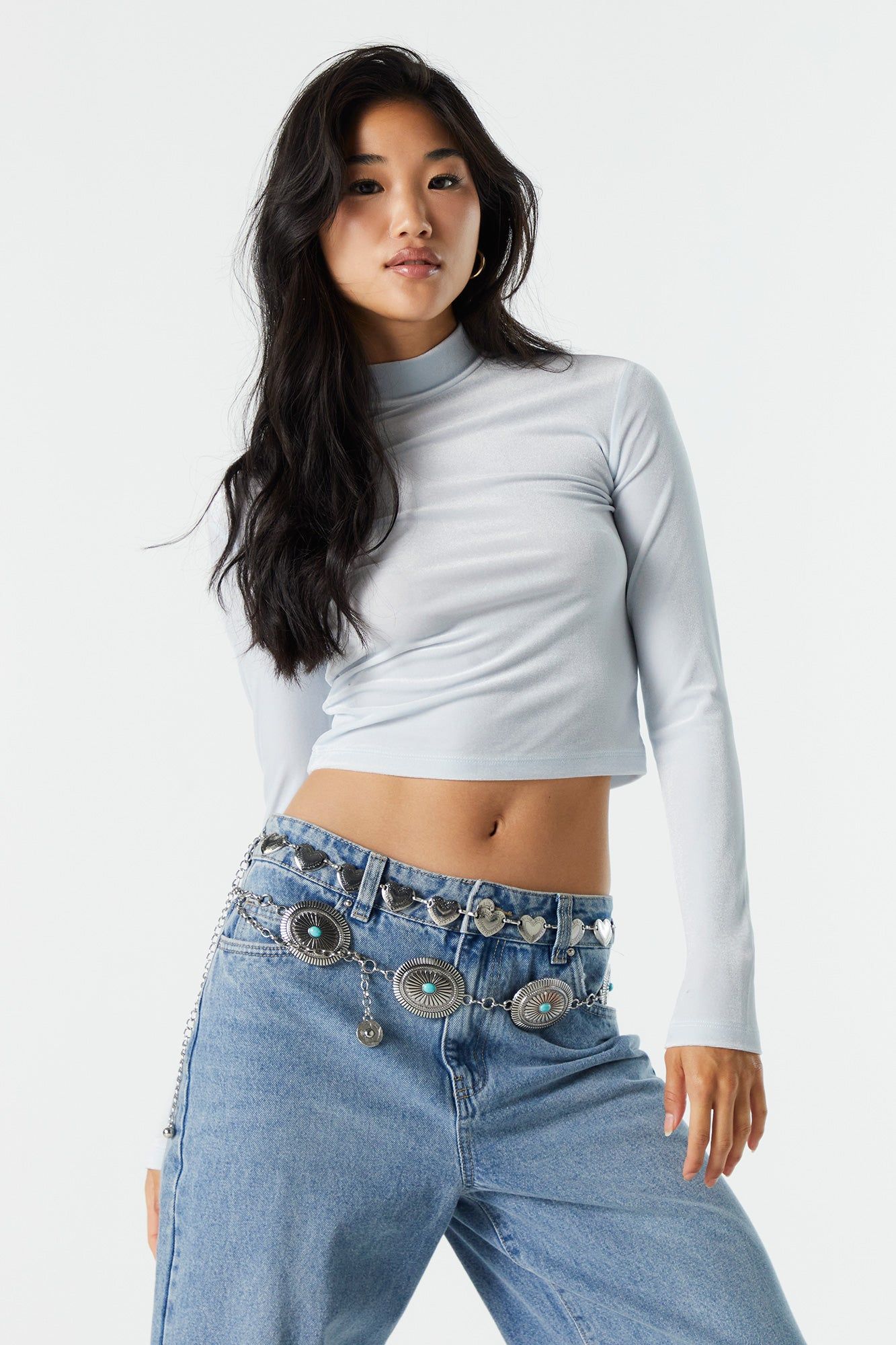 Velour Mock Neck Long Sleeve Top sold by Urban Planet product image thumbnail 3