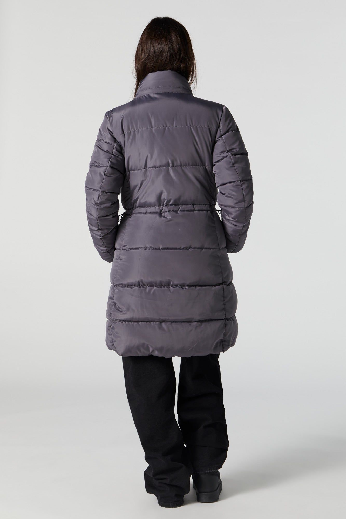 Grey Longline Hooded Puffer Jacket sold by Urban Planet product image thumbnail 4