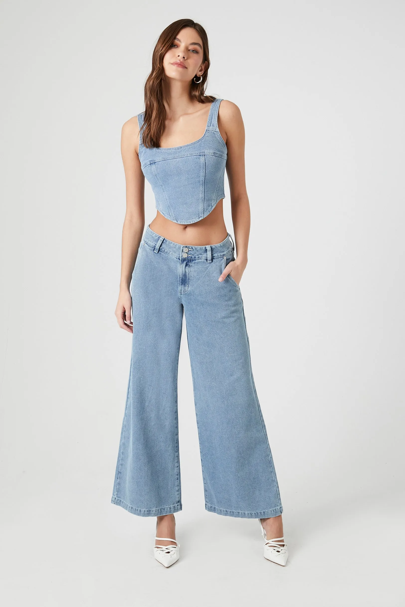 Denim Ultra Wide Leg Jean sold by Urban Planet