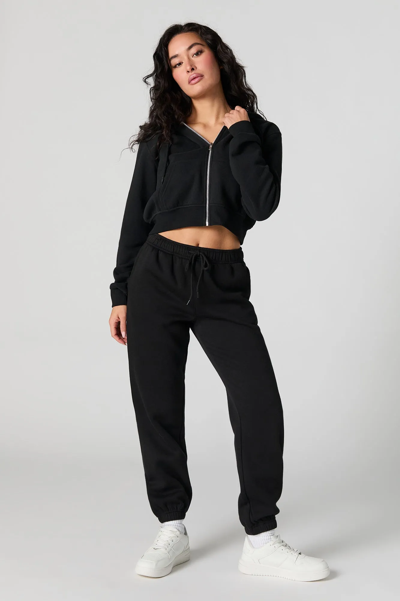 Everyday Fleece Zip-Up Cropped Hoodie sold by Urban Planet product image thumbnail 3