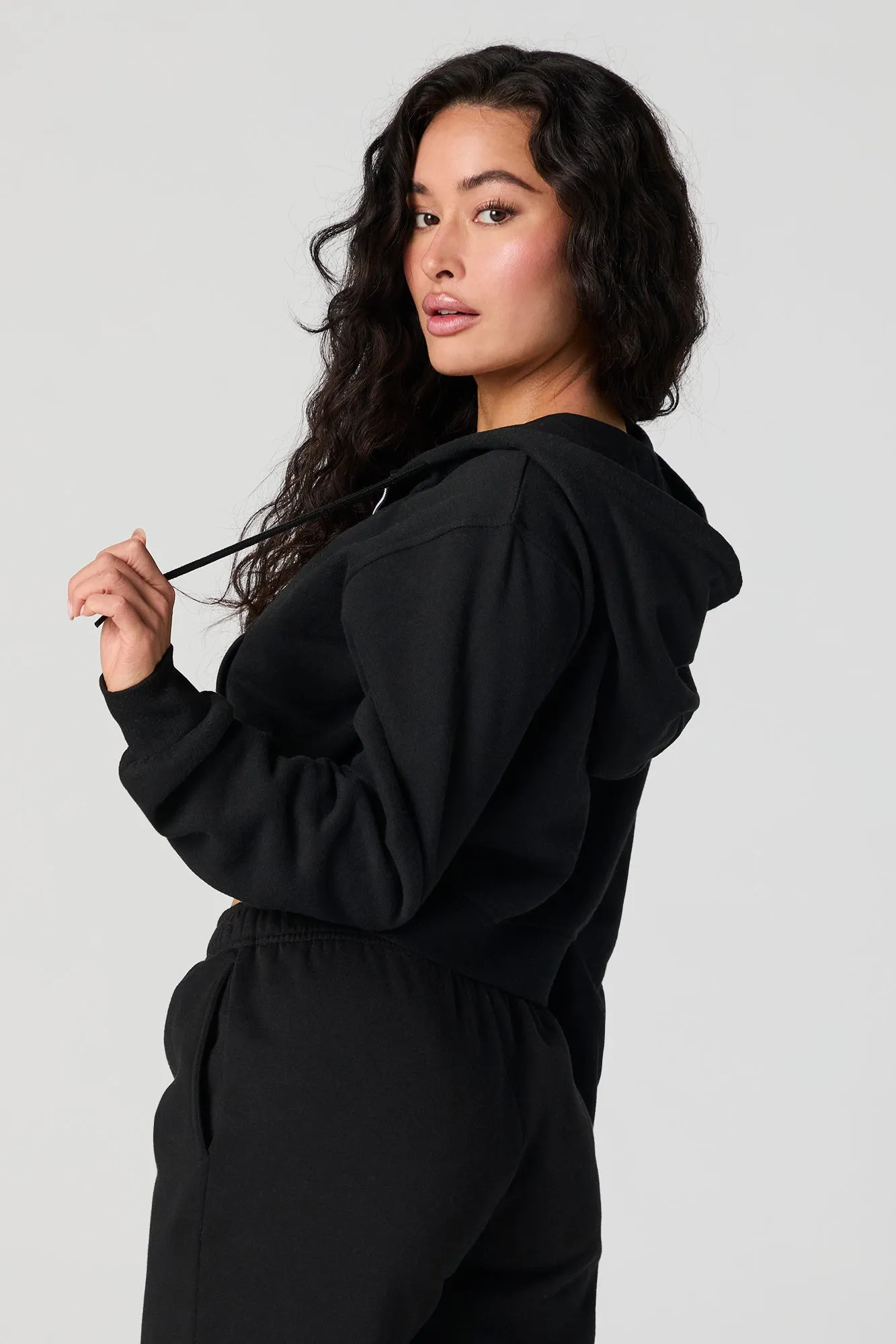 Everyday Fleece Zip-Up Cropped Hoodie sold by Urban Planet product image thumbnail 2