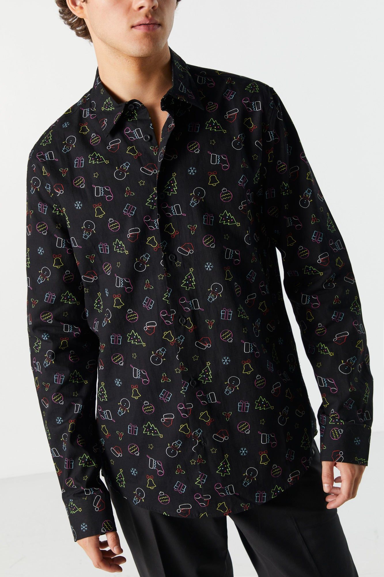 Haut boutonné à imprimé de Noël néon sold by Urban Planet product image thumbnail 2