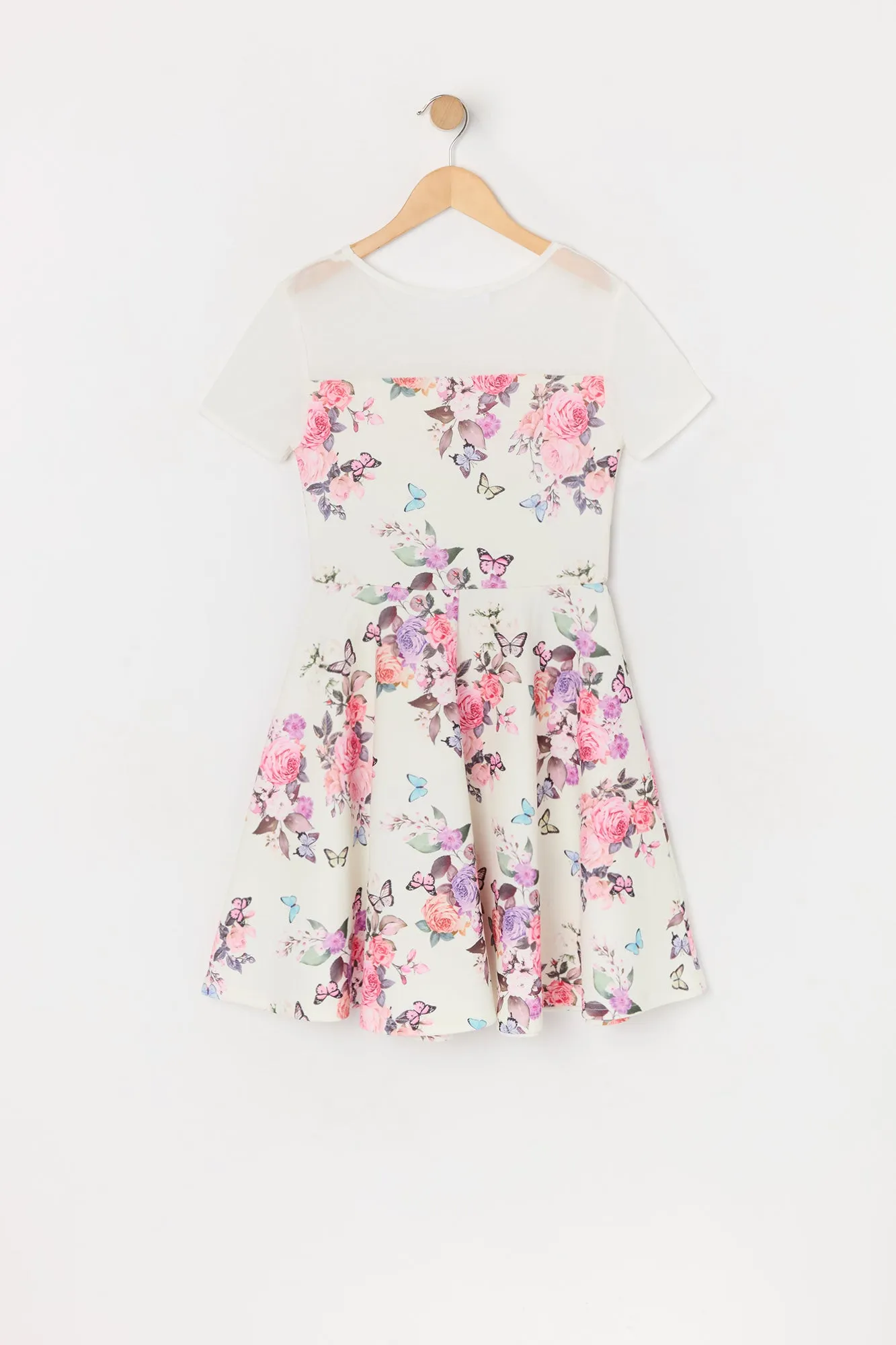 Girls Floral Butterfly Print Mesh Skater Dress sold by Urban Planet product image thumbnail 4