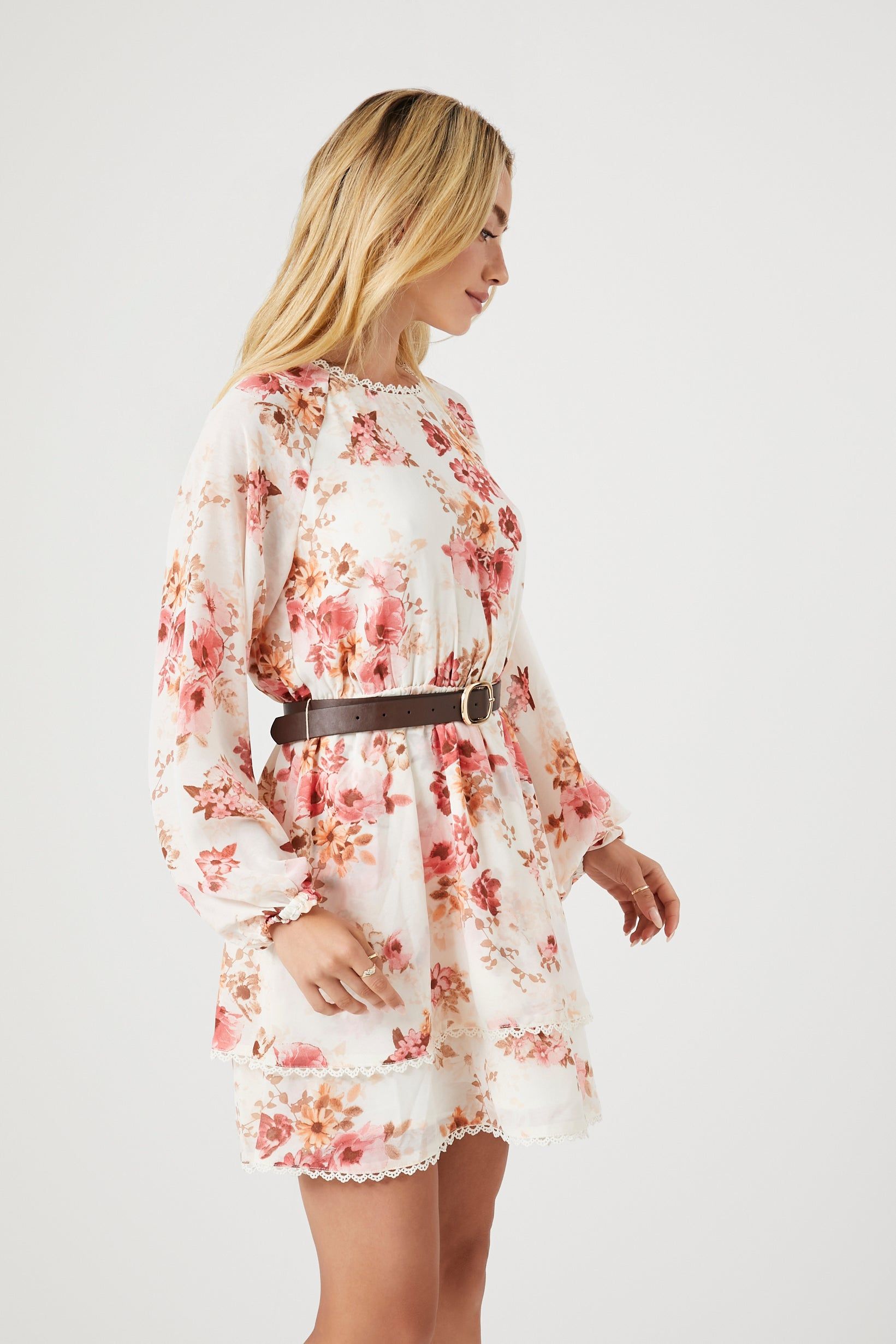 Belted Floral Print Mini Dress sold by Urban Planet product image thumbnail 2