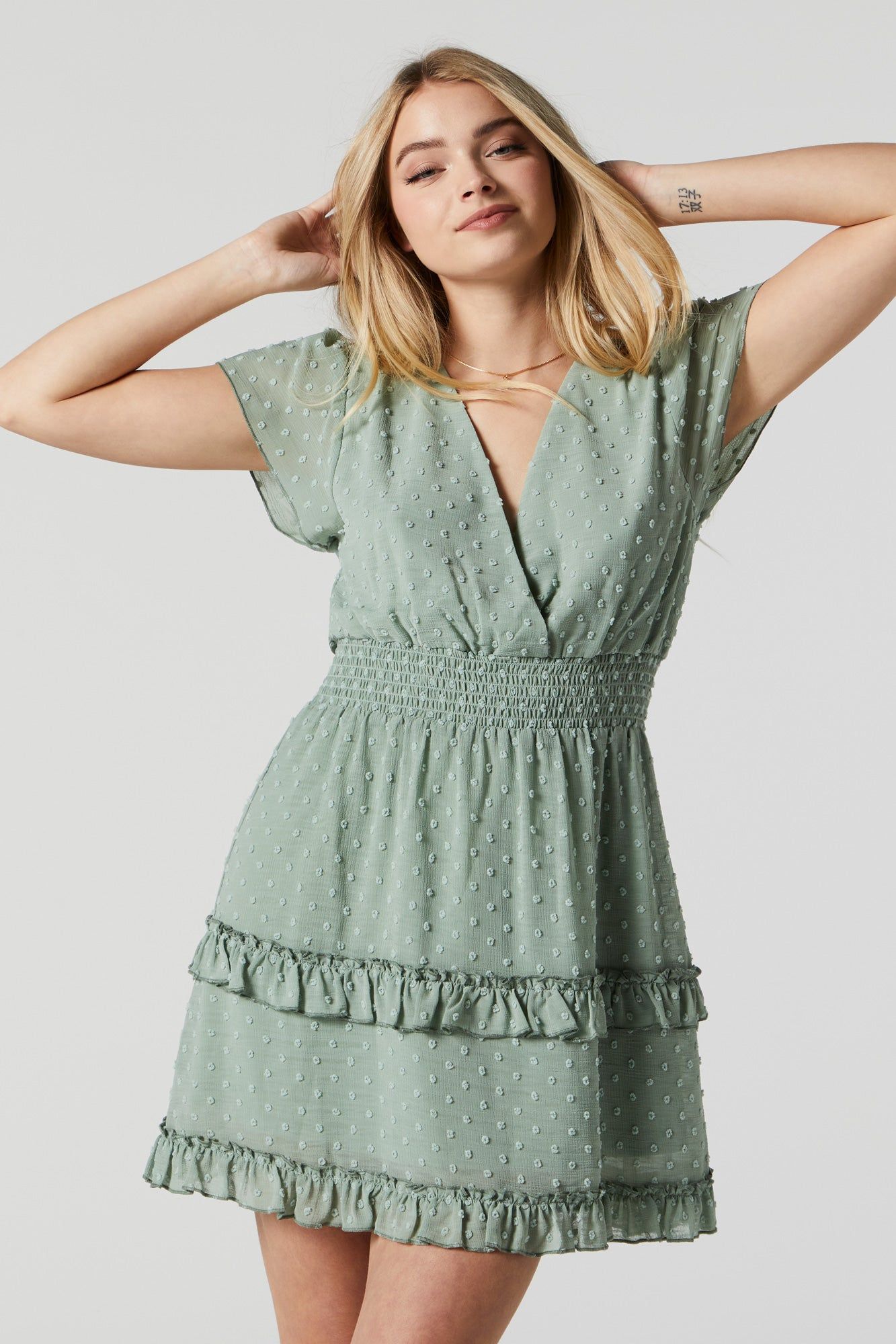 Swiss Dot Tiered Mini Dress sold by Urban Planet product image thumbnail 4