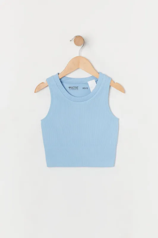 Girls Blue Seamless Ribbed Tank sold by Urban Planet