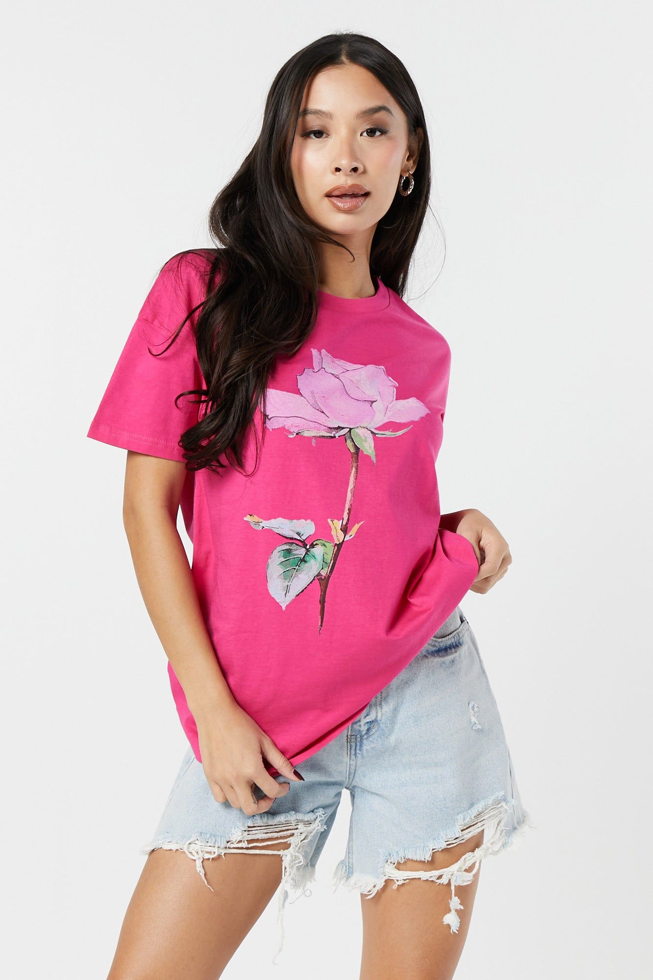Rose Graphic Boyfriend T-Shirt sold by Urban Planet