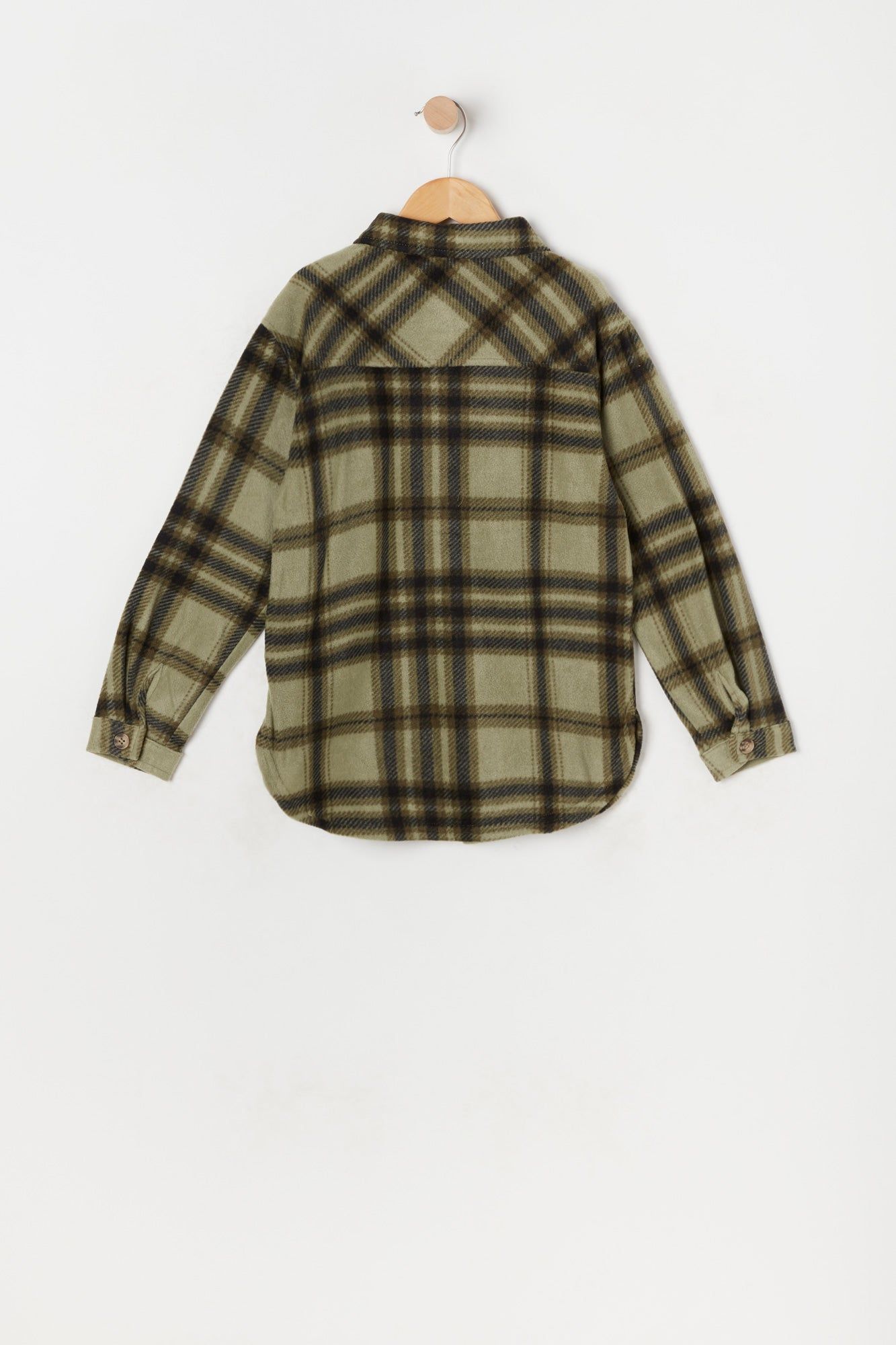 Girls Green Plaid Polar Fleece Shacket sold by Urban Planet product image thumbnail 2